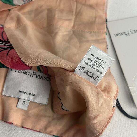 Privacy Please Revolve Shasta Linen Blend Bellini Floral Peach Crop Top Size S - Picture 6 of 8